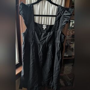 Aerie Black Ruffle Sleeve Mini Dress